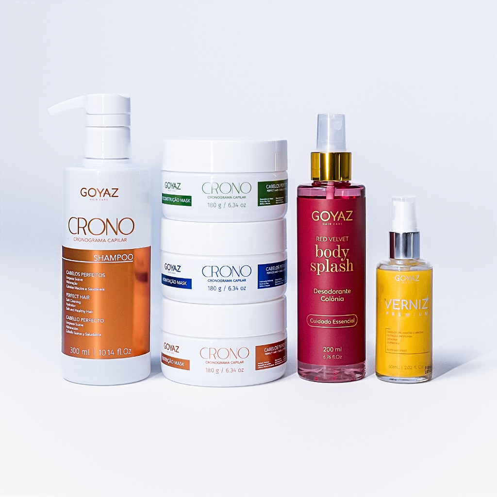 Kit Cronograma Capilar + Verniz Finalizador Premium + Red Velvet Body Splash