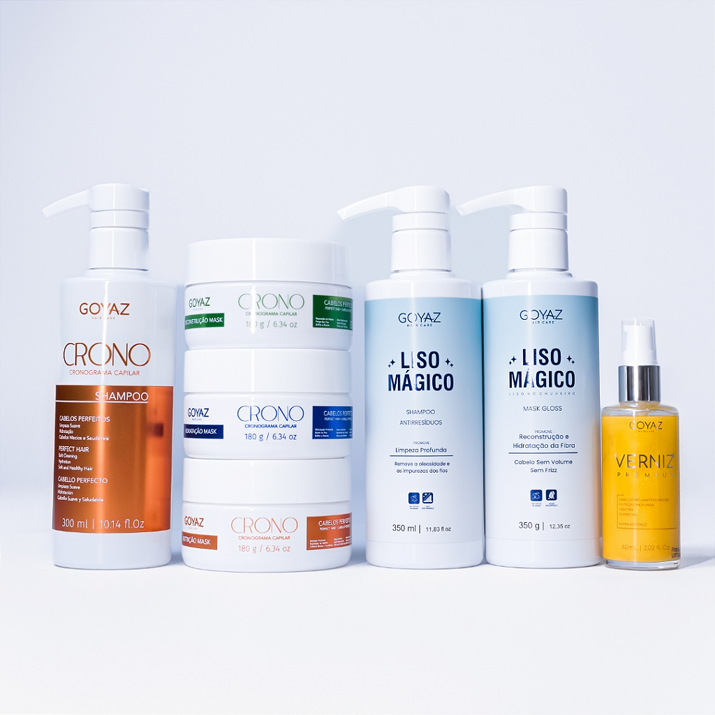 Kit Cronograma Capilar + Verniz Finalizador Premium + Liso Mágico