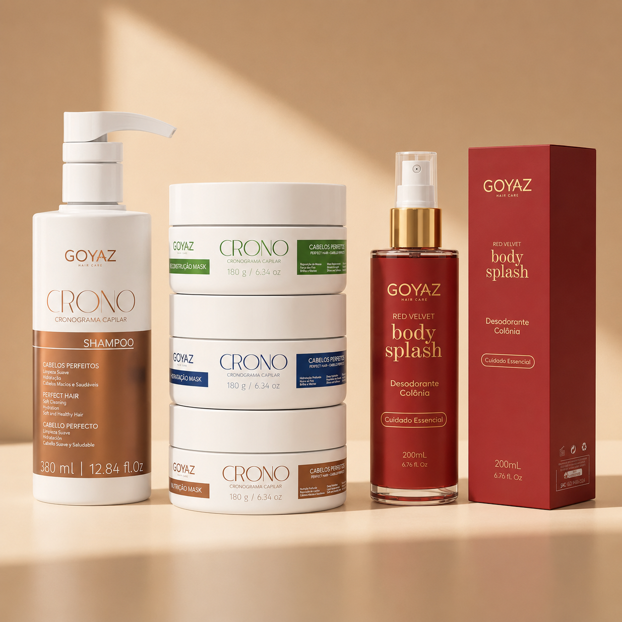 Kit Cronograma Capilar + Body Splash Red Velvet