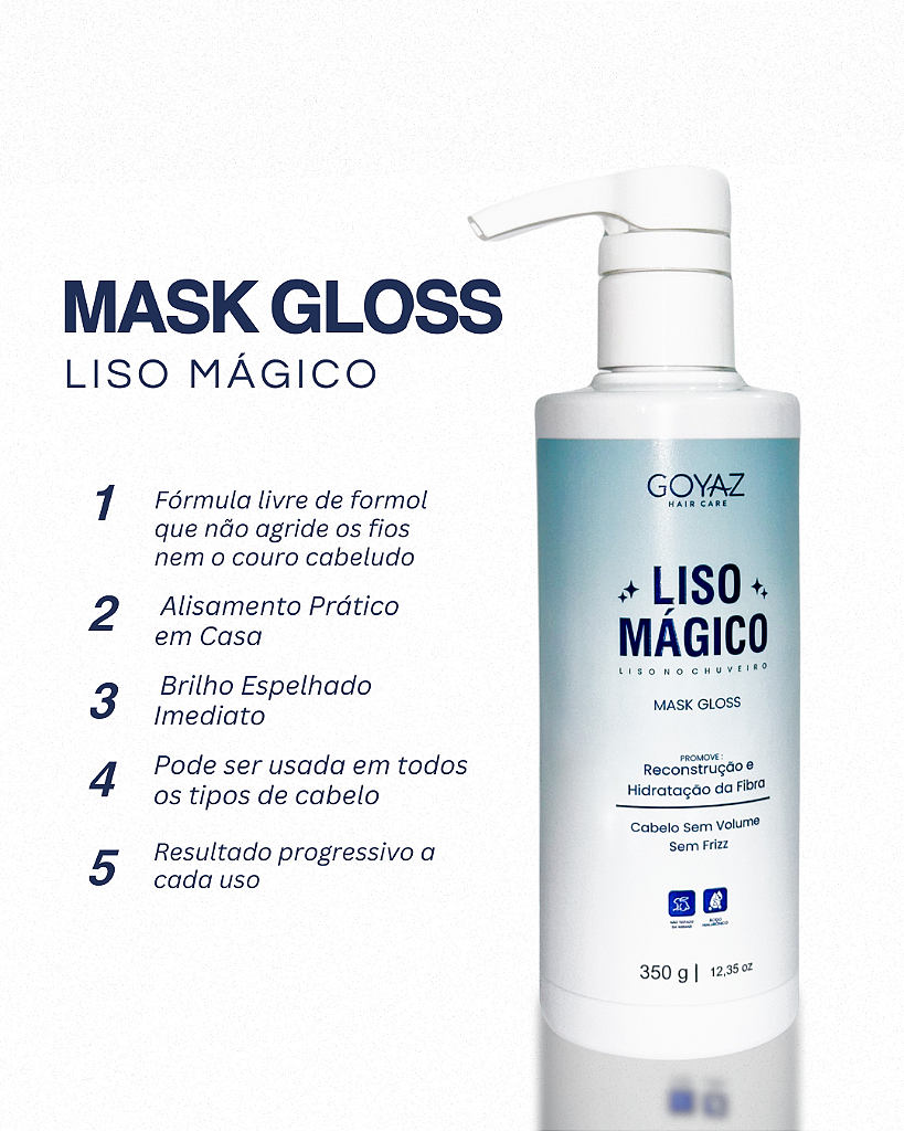 Kit Liso Mágico | Shampoo Antirresíduo + Mask Gloss Sem Formol